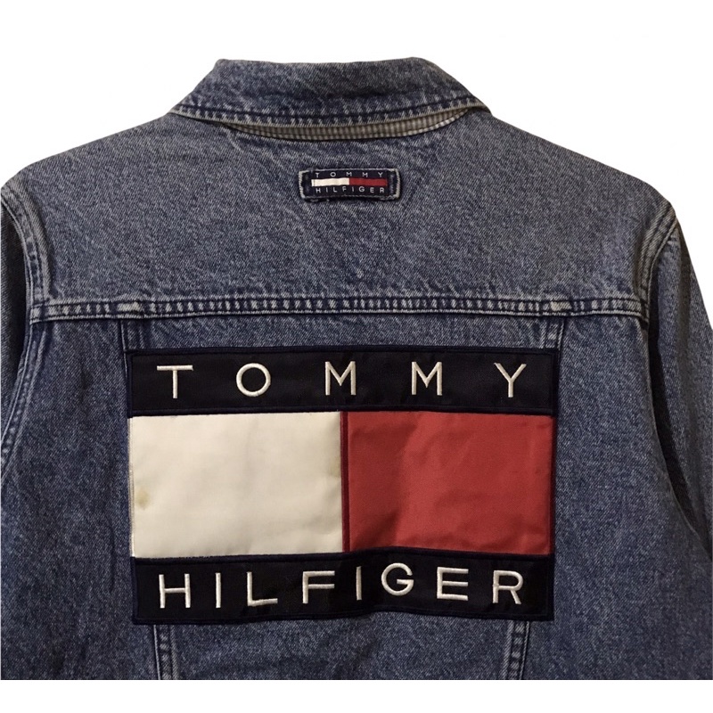 Jual TOMMY HILFIGER Big flag Logo Denim Jacket Shopee Indonesia