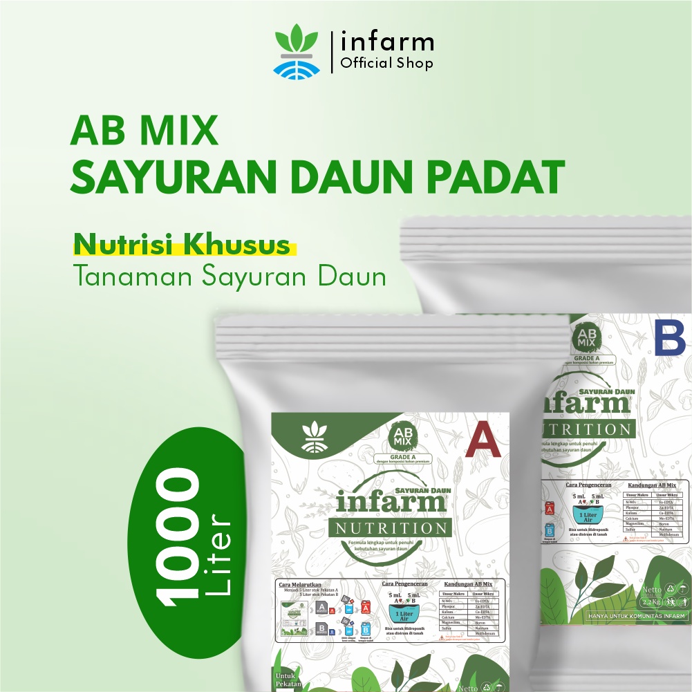 Jual Infarm Nutrisi Ab Mix Besar Sayuran Daun Pupuk Konvensional Tanah Dan Hidroponik Untuk