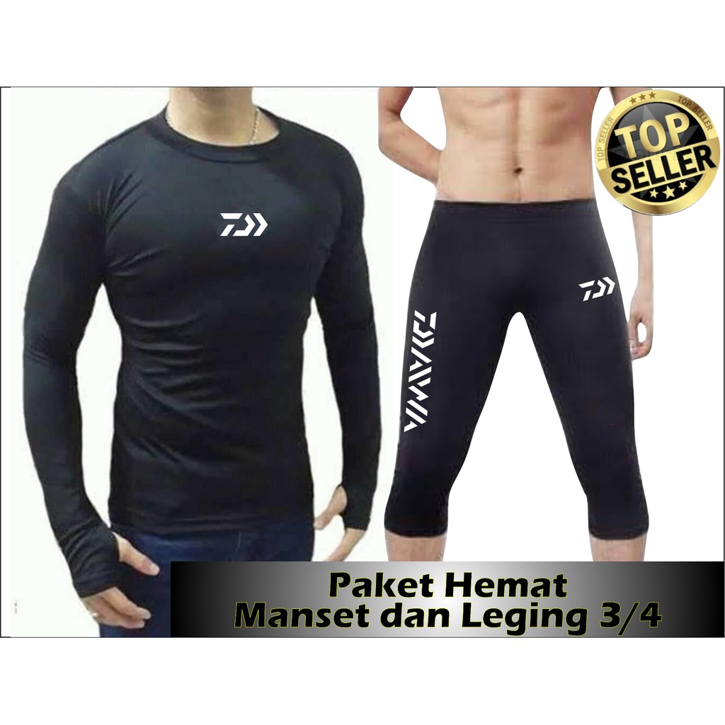 Jual Paket Manset Panjang dan Leging 3/4 Fishing Style Mancing Hitam ...