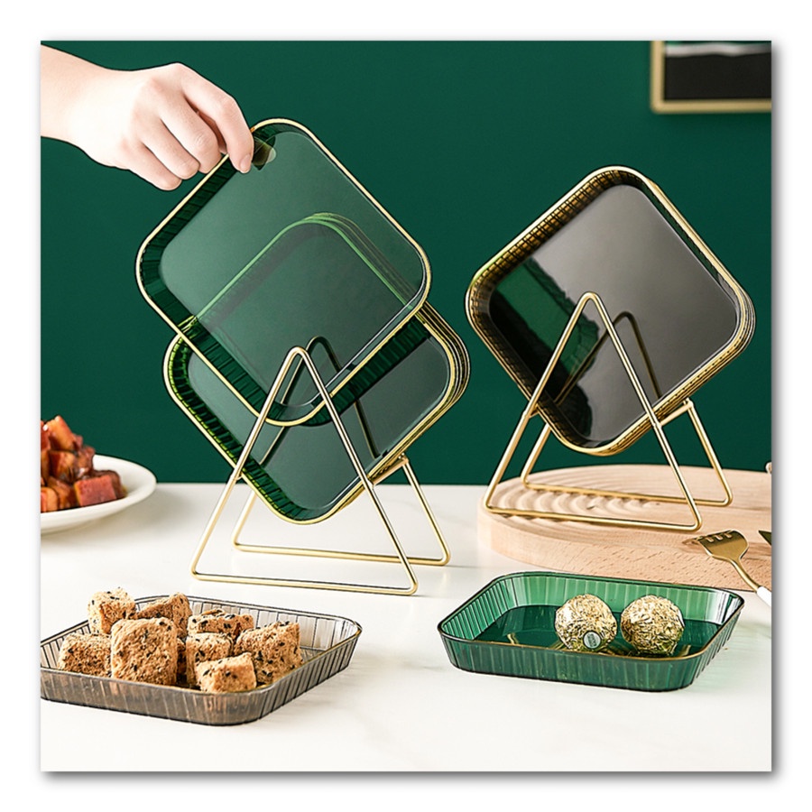 Jual ORIGI Snack plate SET Triangle Stand/ piring snack SET Dudukan ...