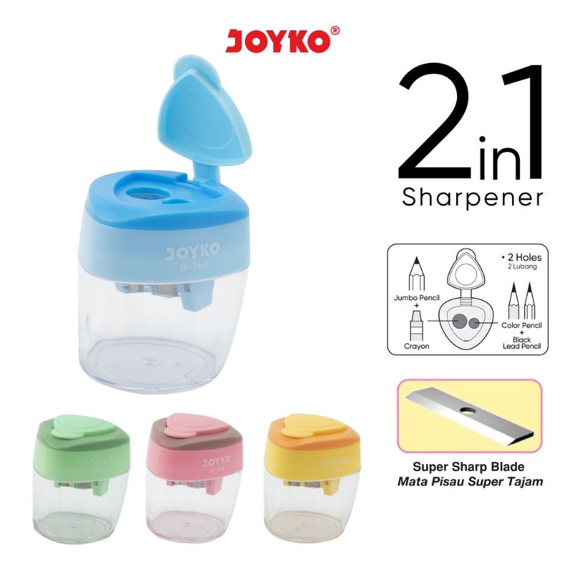 Jual Rautan Serutan JOYKO Sharpener 2 In 1 B-166 Untuk Pensil Dan ...