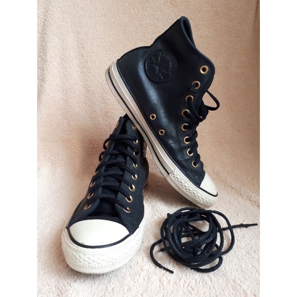CONVERSE CHUCK TAYLOR ALL STAR LEATHER HI BLACK 153808C size 41 Preloved