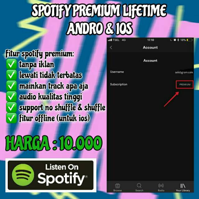 Jual SPOTIFY PREMIUM LIFETIME FOR IOS | Shopee Indonesia