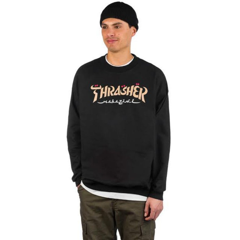 Jual THRASHER CALLIGRAPHY CREWNECK BLACK Shopee Indonesia