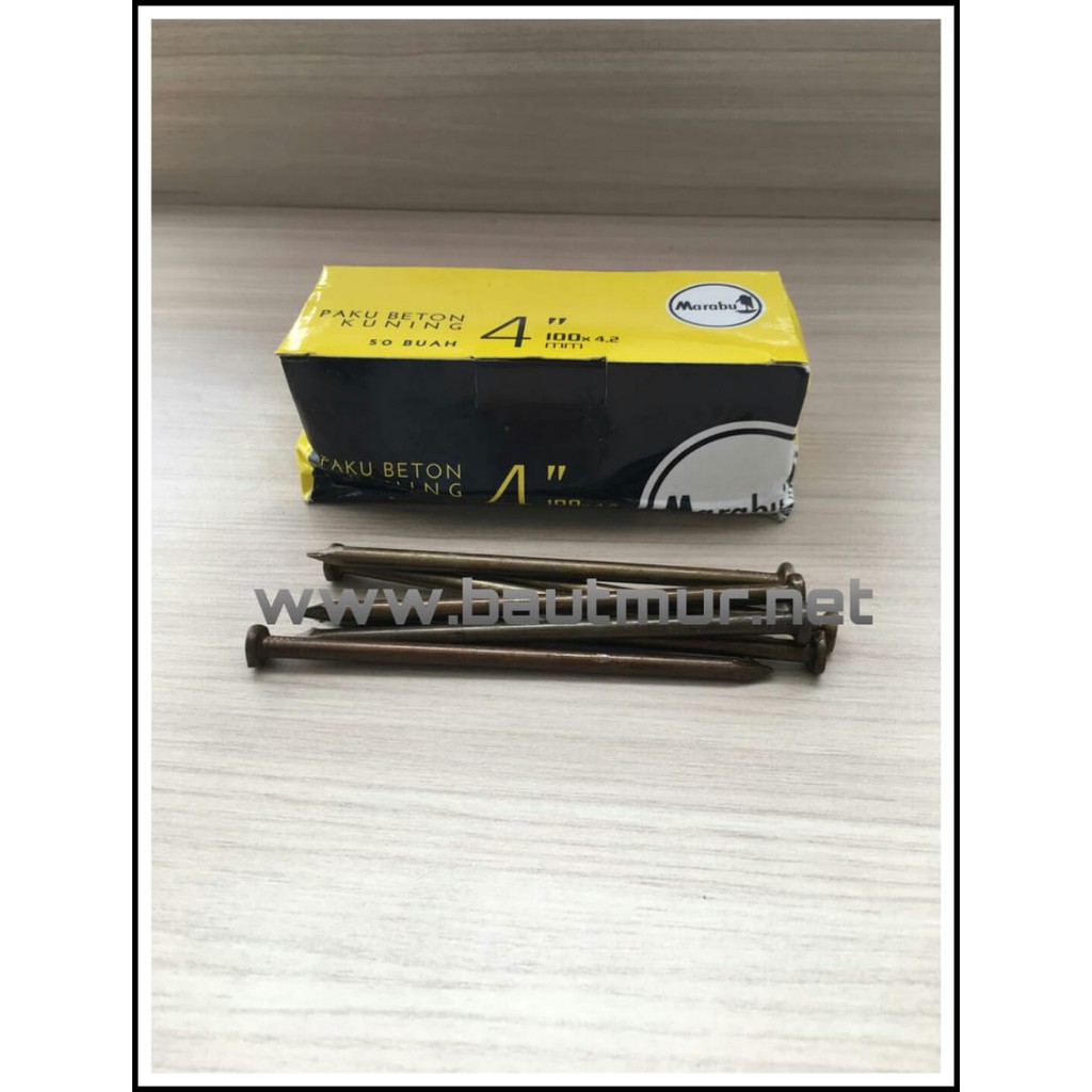 Jual RB (50pcs) MARABU Paku Beton 10 cm - Paku Beton Kuning 4 inch ...
