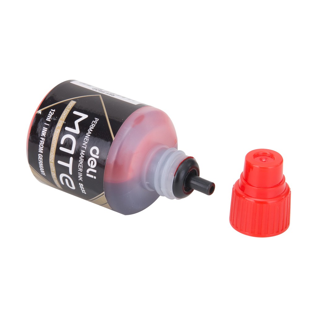 Deli Isi ulang tinta Spidol Permanen [12 mL] - Hitam Merah Biru Cepat Kering tahan air ES632 (5)