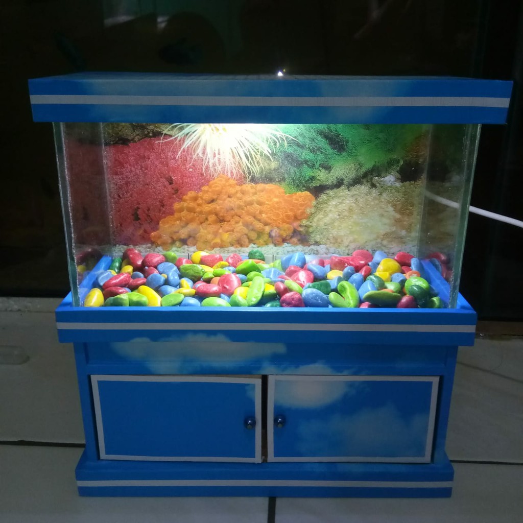 Jual Aquarium Ikan Mini Full Set Lemari Aquarium Ikan Cupang Guppy Kura Kura Aquarium