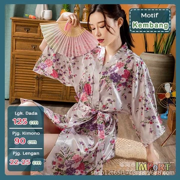 Kimono 2in1 Set Satin Silk IMPORT Kimono Daster Bride Premium Sleepwear