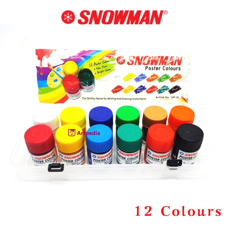Jual Snowman Poster Colour PC12W / Snowman Poster Color Set 12 Warna