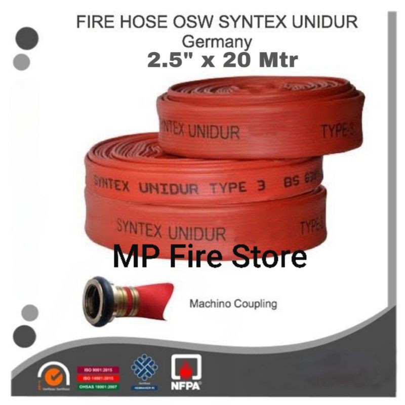 Jual Fire Hose Rubber OSW SYNTEX UNIDUR 2.5 X 20 M Plus Coupling Selang ...