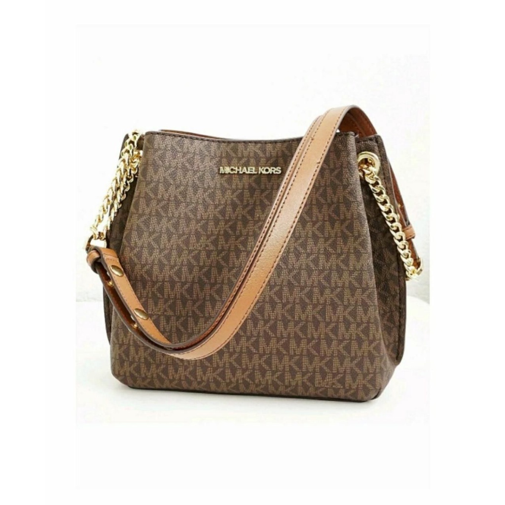 Tas Michael Kors Tiegan Small Signature Brown New Original