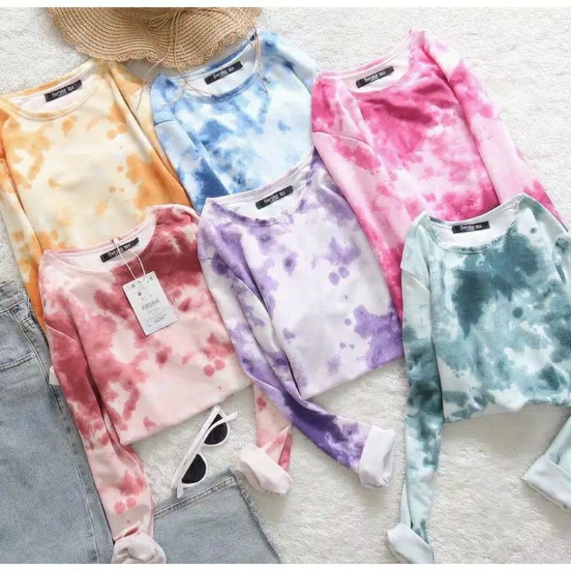 Jual SALEEE!!! KAOS TIE DYE LENGAN PANJANG / TSHIRT WANITA TIE DYE PJ