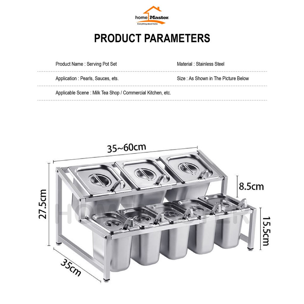 Jual HomeMaster Rak/Rack Gastronorm/Food Pan Bumbu/Saos/Saus/Condiment ...
