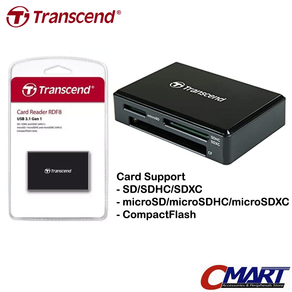 Jual Transcend RDF8 USB 3.0 Card Reader All in 1 Multi Card Reader