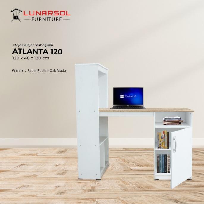 Jual (Free Rakit) Meja Kerja Atlanta Lunarsol / Meja Belajar Rak Buku ...