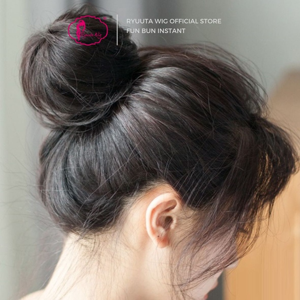 Jual Ryuuta Wig Fun Bun Cepol Instant Extension Hitam Coklat Sedang 12 ...