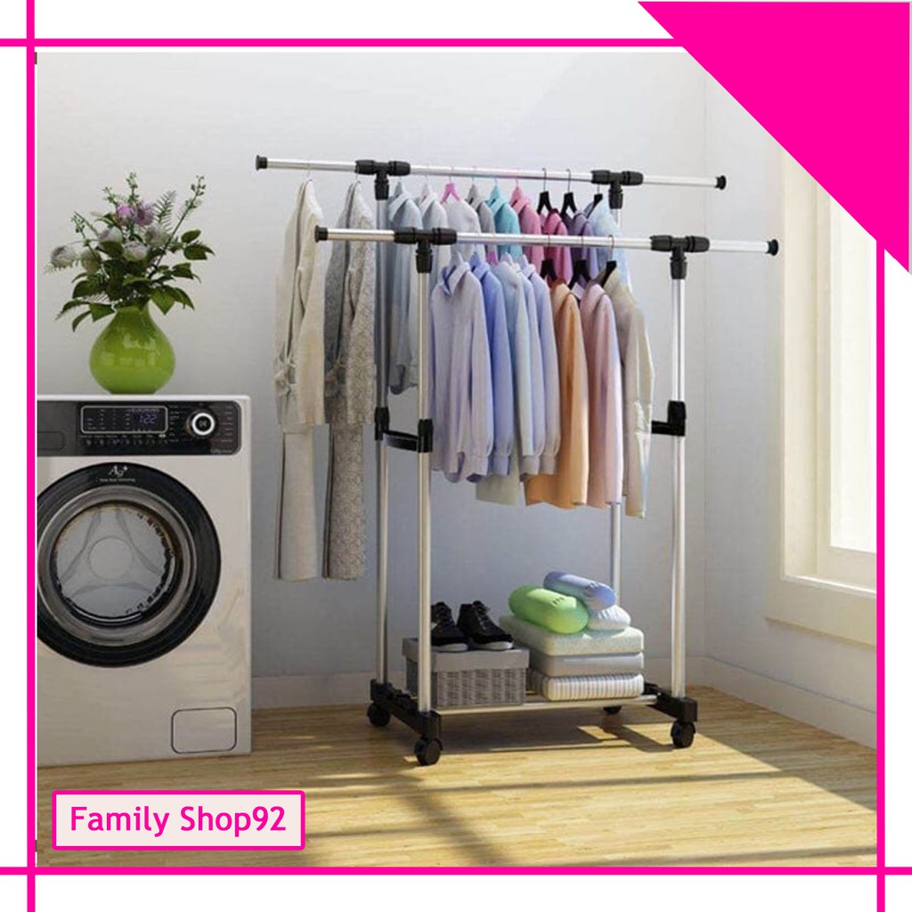 Jual Double Rod Rack Gantung 2 Lapis Rak Serbaguna Baju Gantungan Roda ...
