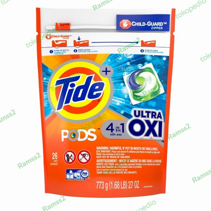 Jual Tide 4 in 1 Ultra Oxi Pods Capsule Liquid Detergent USA Singapore