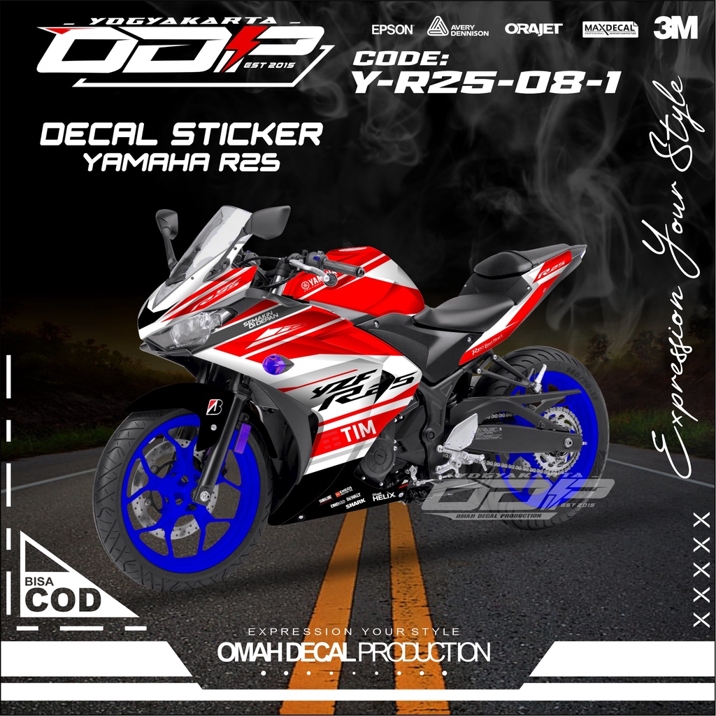 Jual DECAL R25 FULL BODY YAMAHA DEKAL R25 MOTOR YAMAHA MODEL SIMPLE ...