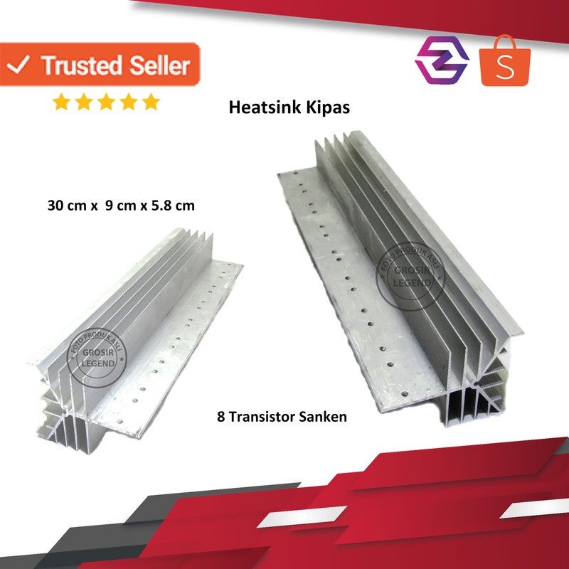 Jual Heatsink kipas sirip 30 cm pendingin aluminium 8 transistor Sanken