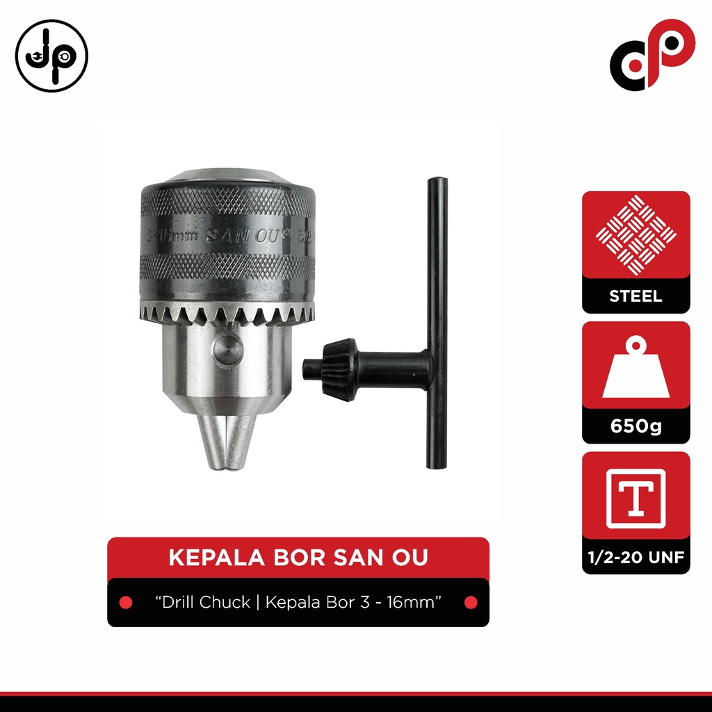 Jual Drill Chuck | Kepala Bor 3 - 16mm1/2-20 UNF (SAN OU) | Shopee ...