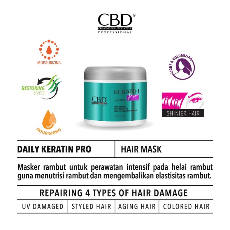 Jual CBD Professional Keratin Hair Mask/Masker Rambut 500gr | Shopee ...