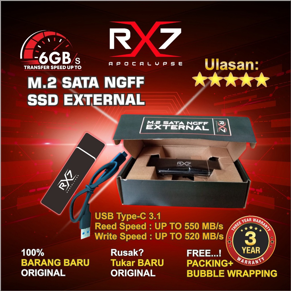 Jual CASING SSD / ENCLOUSURE RX7 M2 NGFF SATA USB3.0 SSD ENCLOSURE