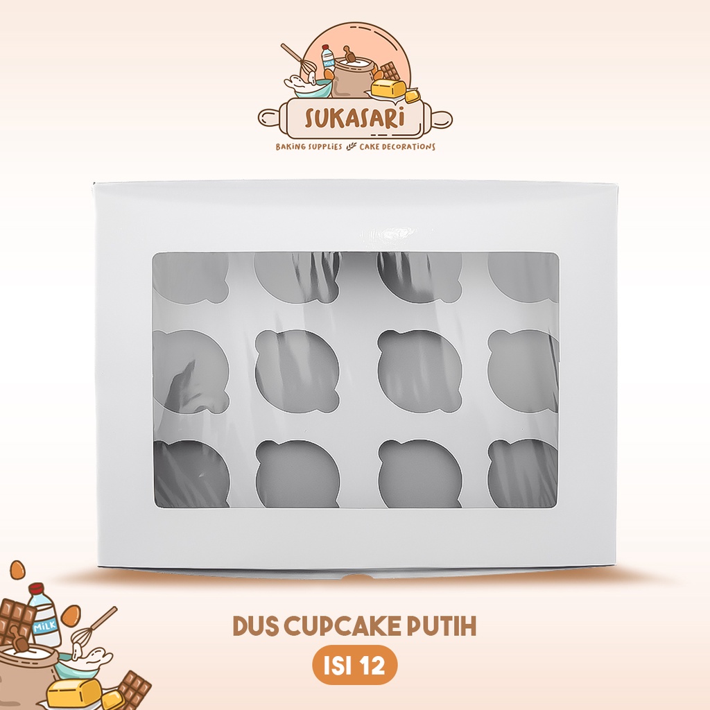 Jual Sukasari Box Putih Cupcake Isi 4 / 6 / 9 / 12 / Dus Kue Muffin