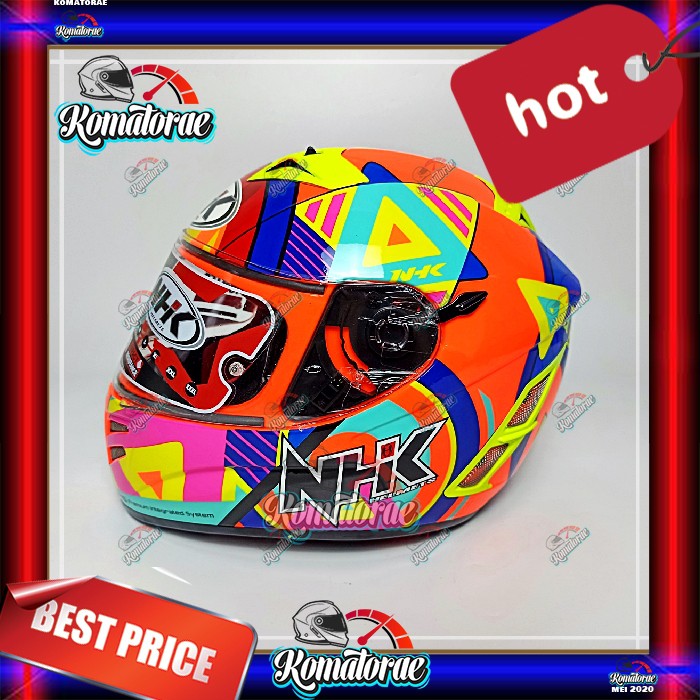 Jual HELM NHK TERMINATOR SE PIGMENT ORANGE FLUO DOUBLE VISOR FULL FACE ...