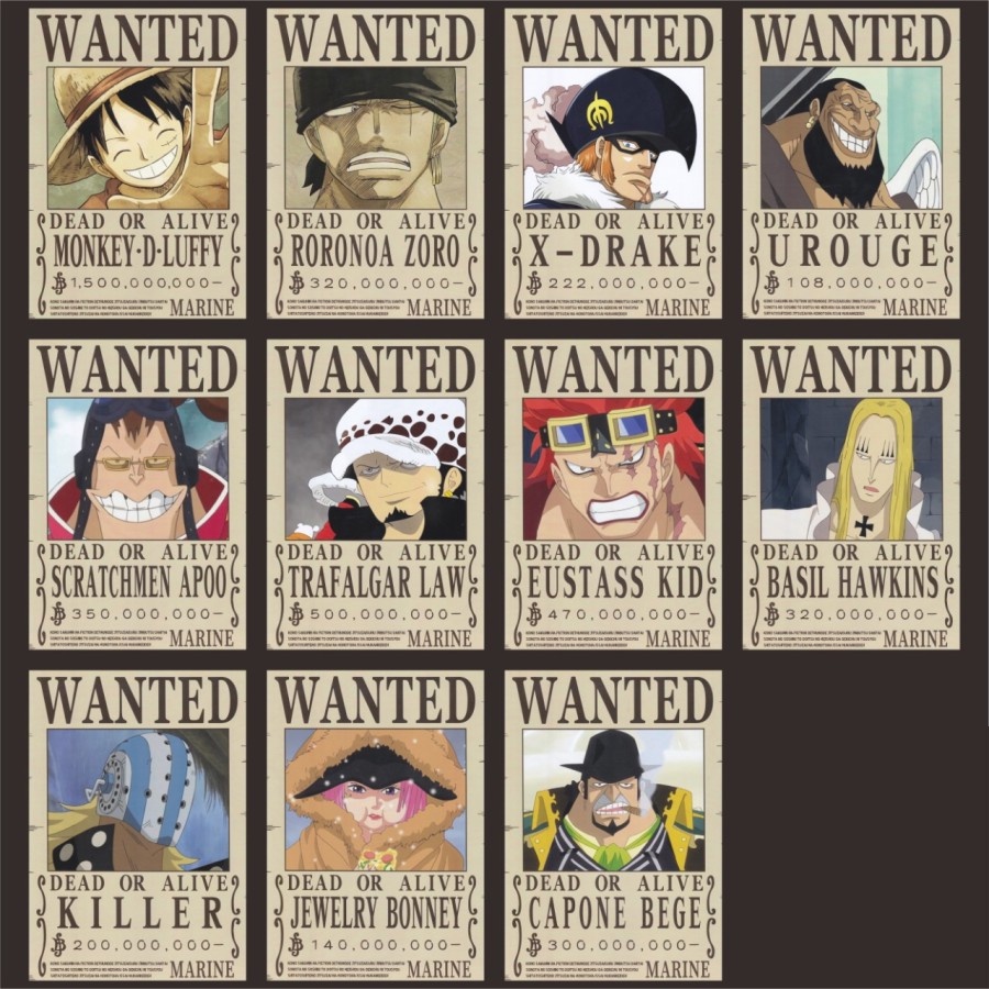 Jual Poster Bounty Poster Wanted One Piece Supernova A5 (21cm X 15cm ...