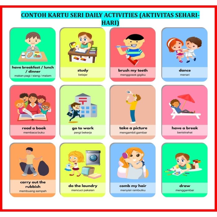 Jual FLASH CARD FLASHCARD KARTU EDUKASI BELAJAR ANAK AKTIVITAS SEHARI