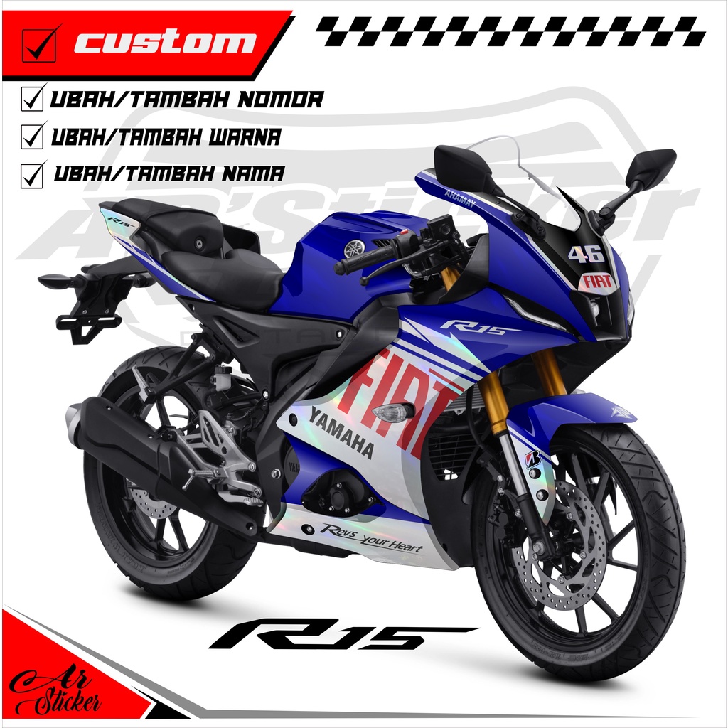 Jual Decal R15 V4 Hologram Pelangi Chrome Stiker Dekal Yamaha New