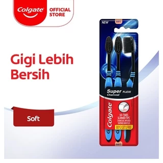 Colgate Super Flexi Charcoal Soft Toothbrush - Sikat Gigi (3pcs)
