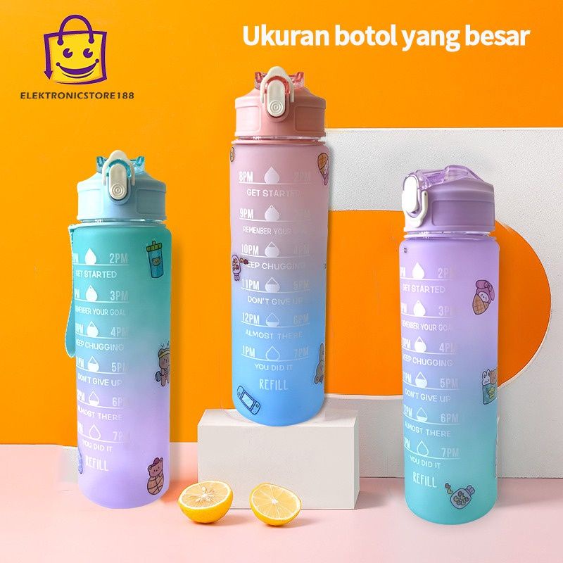 Jual COD Botol minum 1 Liter viral, Motivasi Buat Anak korea 900ml ...