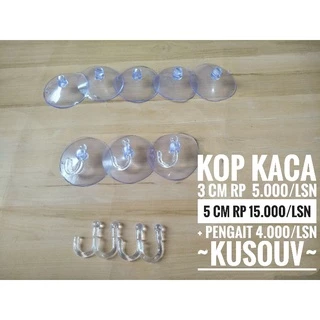 Kop Kaca Cop 4Cm 5Cm Gantungan Dop Bening Tempelan Kaca