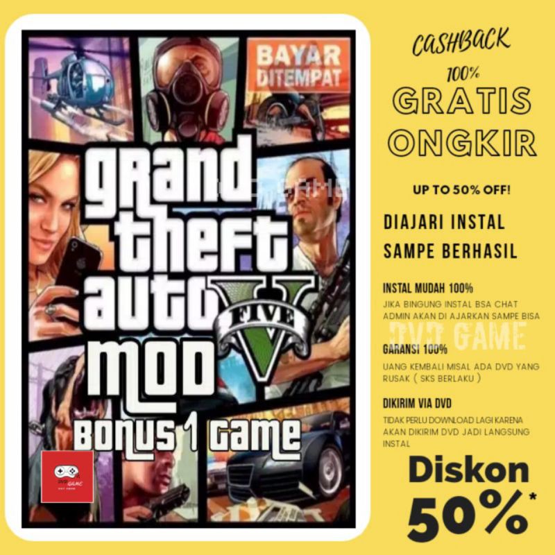 Jual GTA 5 + Mood Menyoo + (BonusGame) GTA V Grand Theft Auto V Pc Game