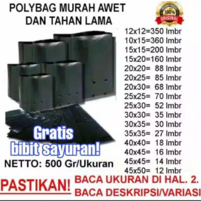 Jual polybek plastik semua ukuran dari 10 sampai dengan 45 cm | Shopee ...