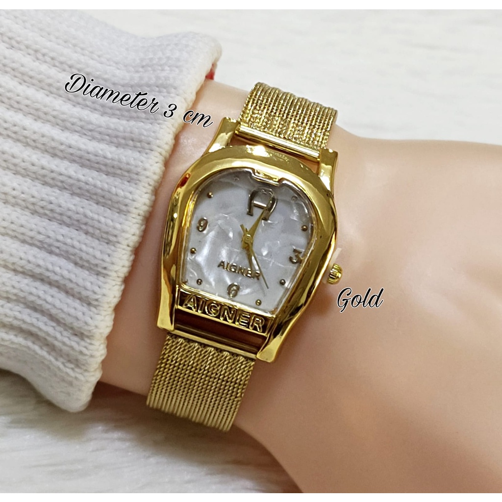 jam Tangan Wanita AIGNER 835621 Rantai Pasir Free Baterai Box Bisa COD