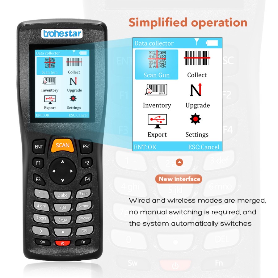 Jual TROHESTAR N5 Barcode Scanner Wireless 1D 2D QR Inventory Scanner ...