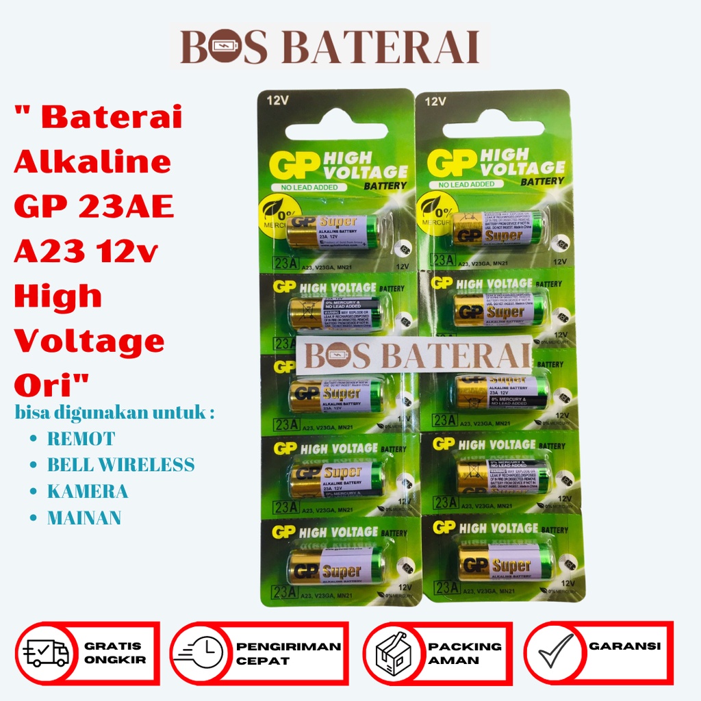 Jual Batre Baterai Battery Alkaline GP 23AE A23 23A 12v High Voltage ...