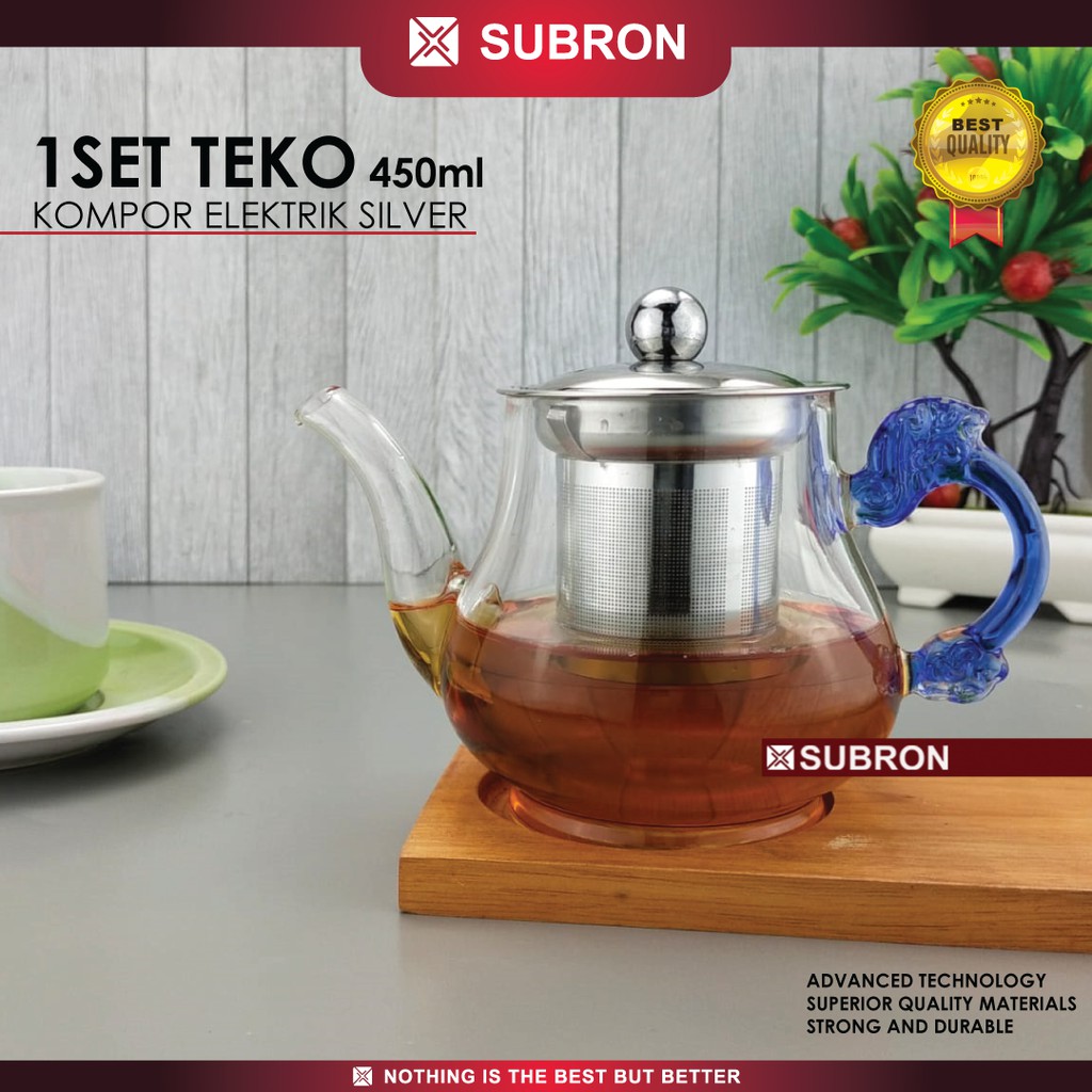 Jual SUBRON 1 SET Teko Teh Kaca dan Kompor Elektrik Mini Silver Moka ...