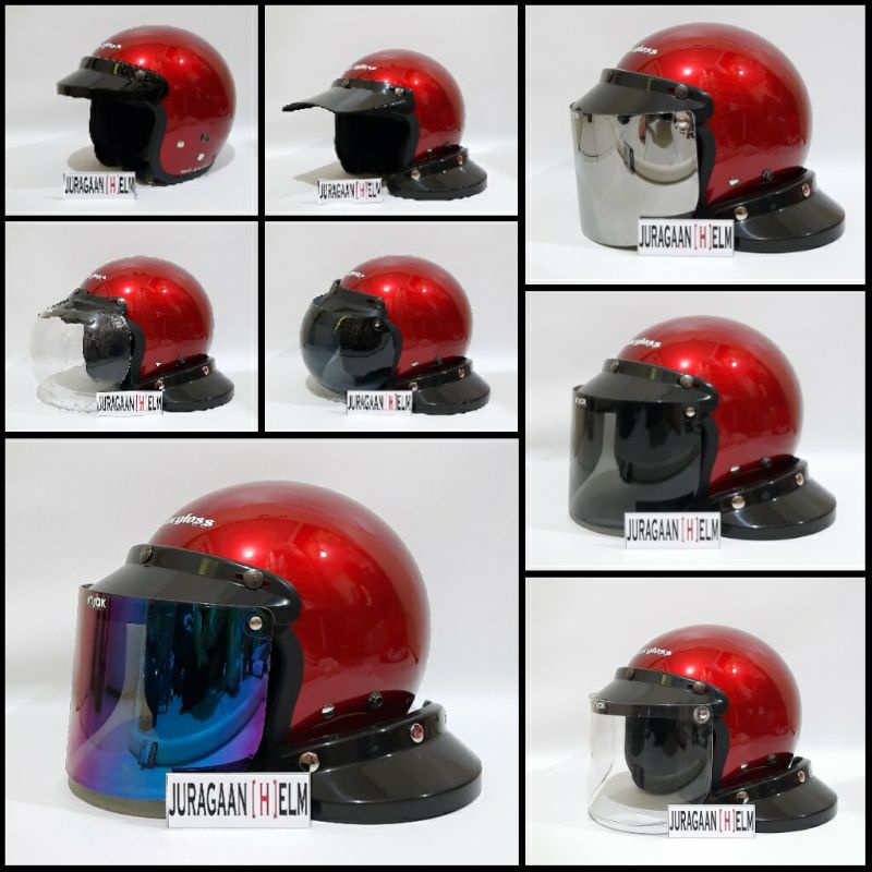 Jual Helm Cargloss Carglos Cfm Retro Original Deep Red Met Merah Glosy