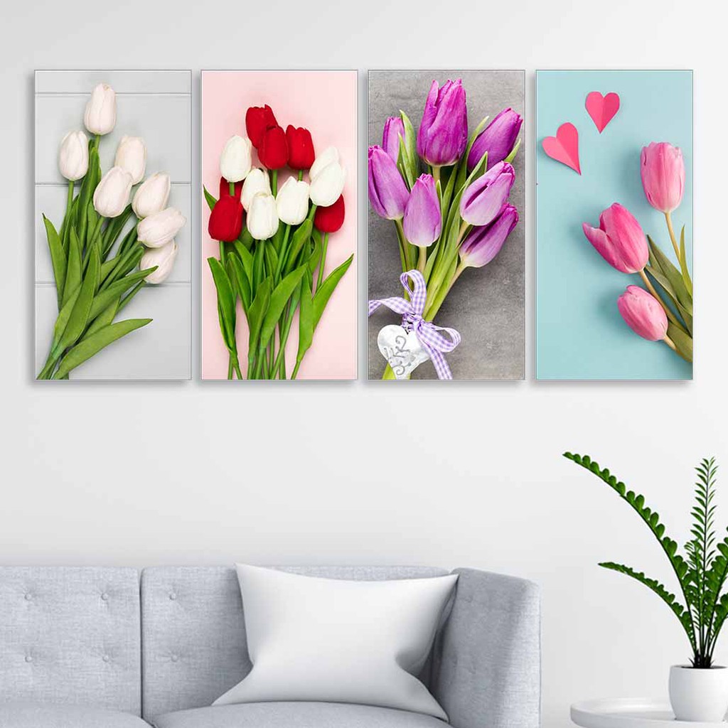 Jual Hiasan Dinding Dekorasi Rumah Poster Kayu Flower Pajangan Bunga Tulip Wall Decor Kamar 2880