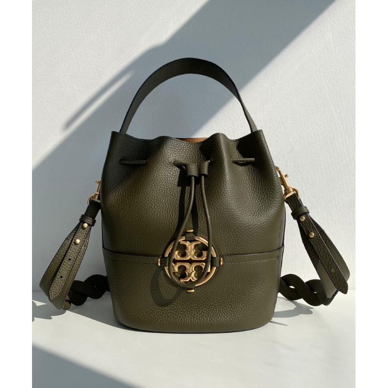 tory burch miller bucket bag green