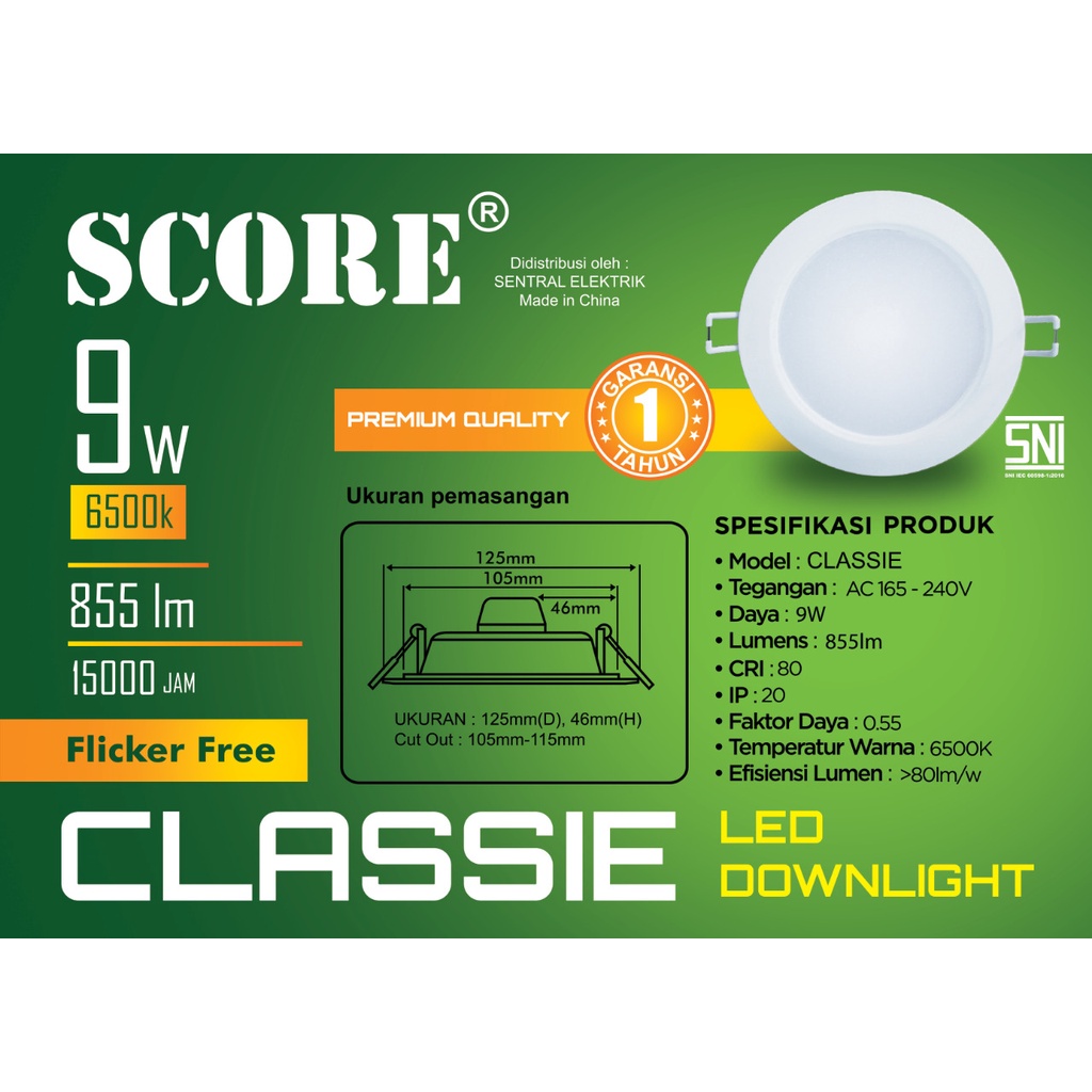 Jual LAMPU BOHLAM SCORE DOWNLIGHT LED PANEL ( Hemat Energi Tahan Lama ...