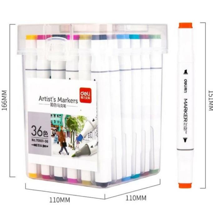 Jual Deli Artist's Markers Dual Head Set 36 Shopee Indonesia