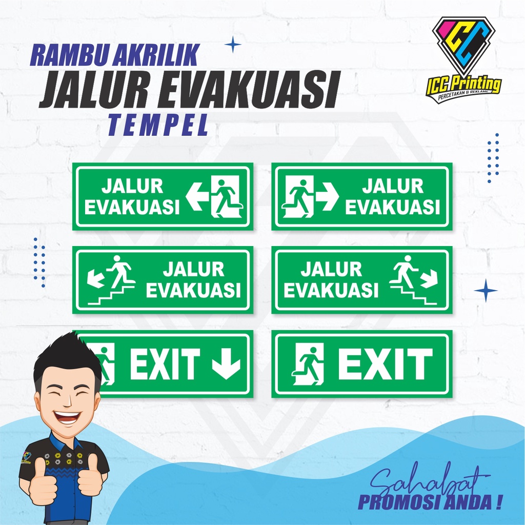 Jual JALUR EVAKUASI / RAMBU RUANGAN / EXIT SIGN / SAFETY SIGN | Shopee ...