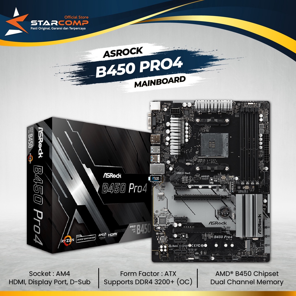 Jual Asrock B450 Pro4 AMD AM4 Pro 4 | Shopee Indonesia