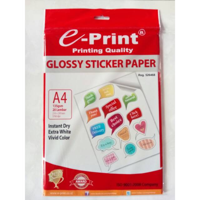 Jual Sticker Kertas A4 Stiker Glossy Eprint Shopee Indonesia