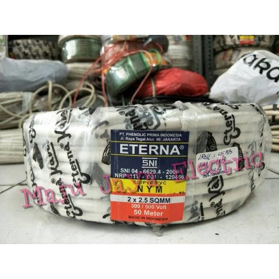 Jual Kabel Eterna NYM 2X2.5 Kawat Tembaga Batangan Isi 2 Per Roll 50 ...